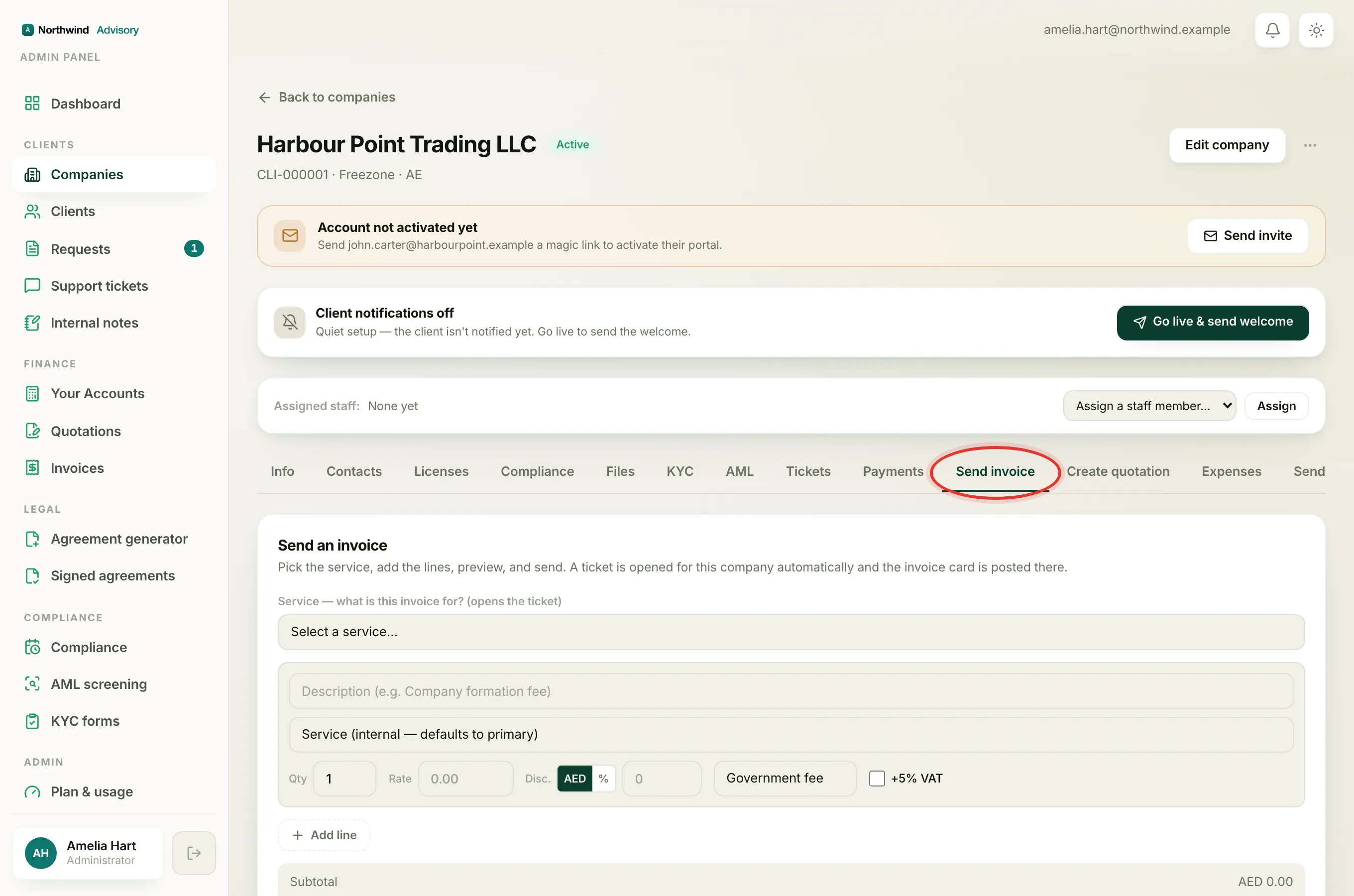 When you need money instead of papers, switch to the Send invoice tool.