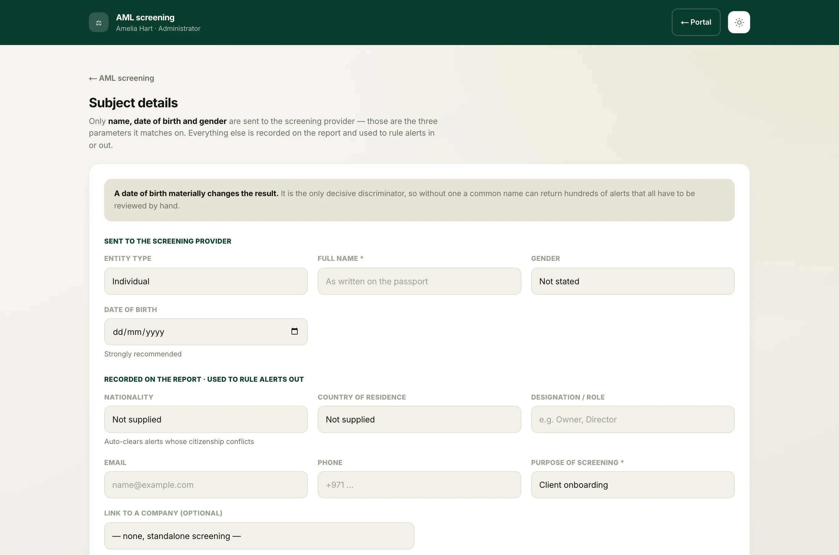Add the date of birth and nationality on the intake form to shrink the list to the records that could really be your client.