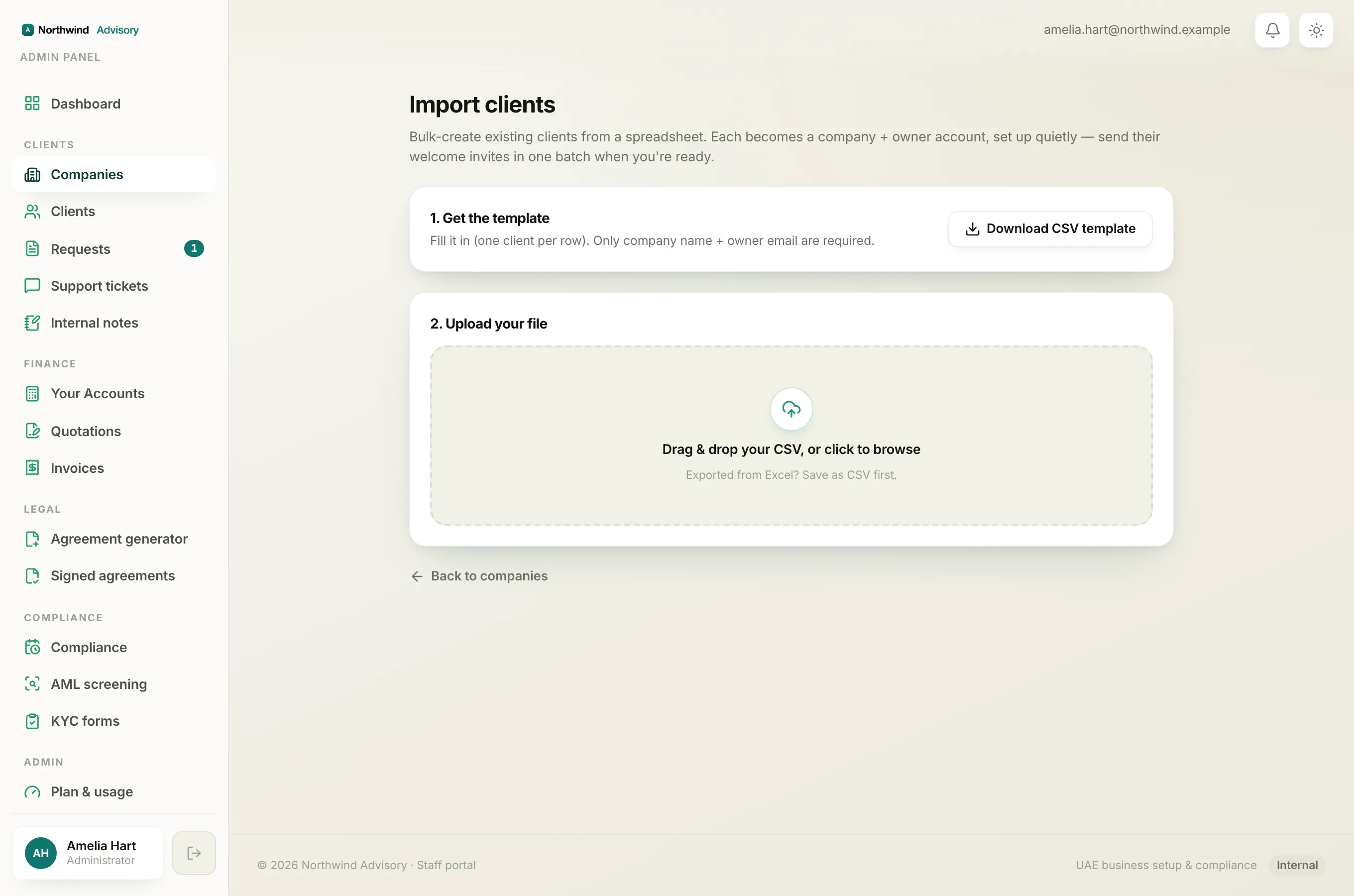 The import screen where you upload a corrected CSV file after fixing flagged rows.