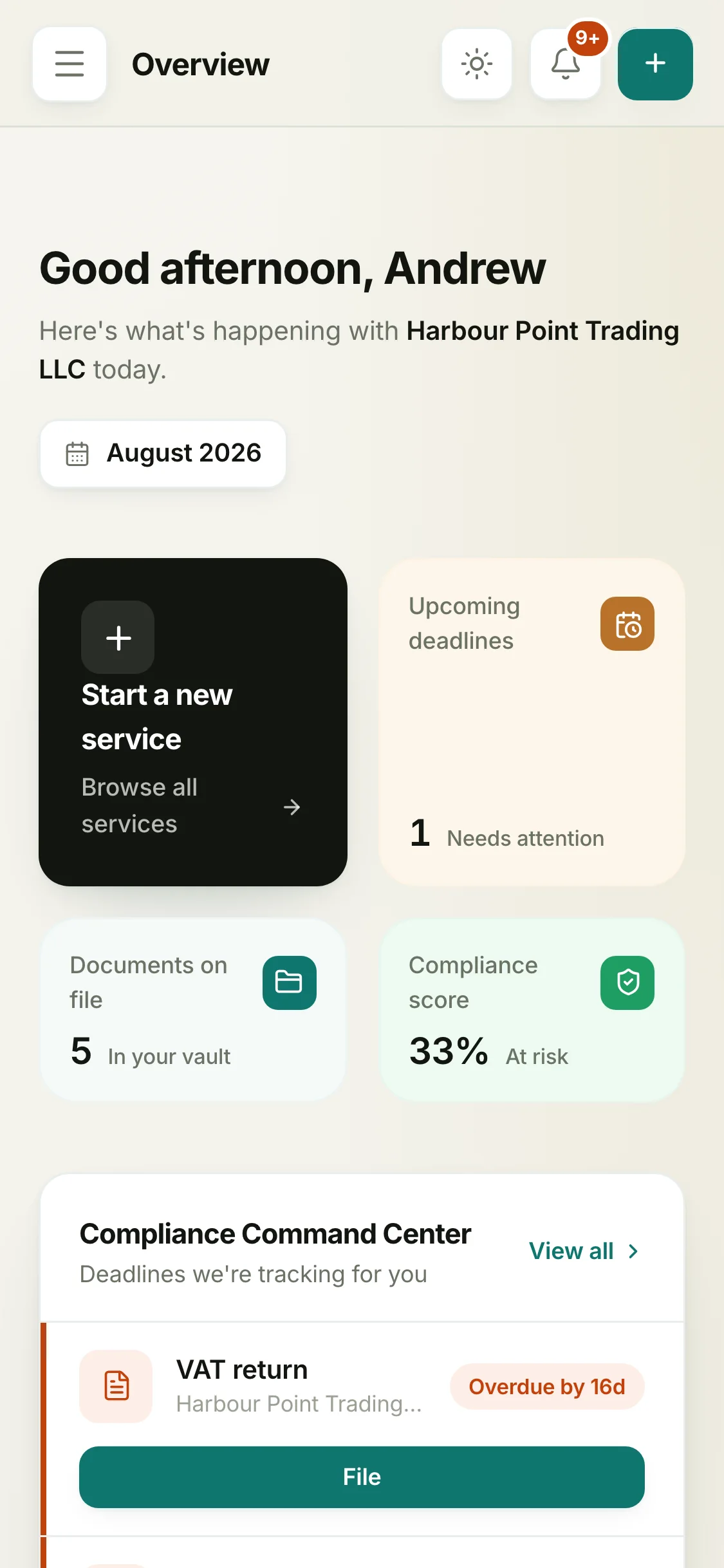 A client portal on a phone, in the firm&rsquo;s own brand